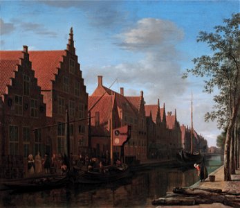 View of the Bakenessergracht and brewery De Passer en de Valk, by Gerrit Berckheyde