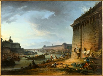 View of Paris from the Embankment beneath the Pont Neuf (Elias Martin) - Nationalmuseum - 21843
