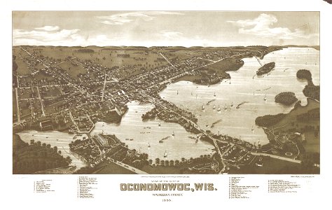 View of the city of Oconomowoc, Wis. Waukesha County 1885. LOC 75696718