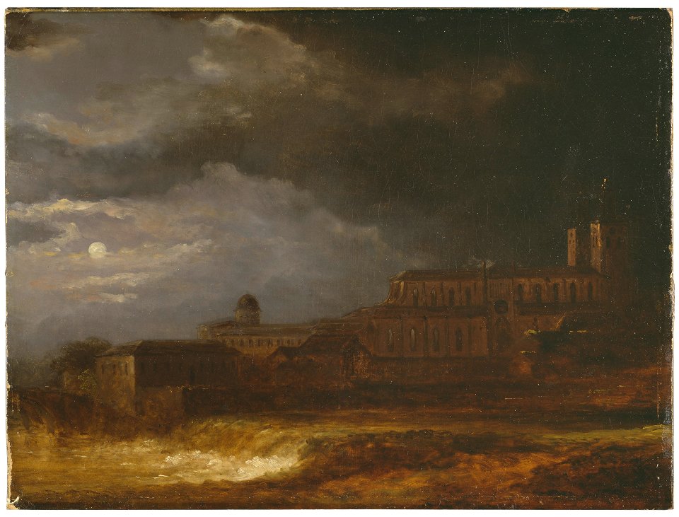 View of Uppsala. Landscape by Moonlight (Carl Johan Fahlcrantz) - Nationalmuseum - 19014