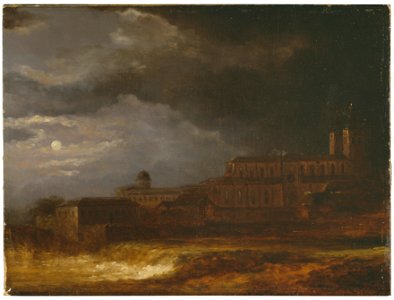 View of Uppsala. Landscape by Moonlight (Carl Johan Fahlcrantz) - Nationalmuseum - 19014