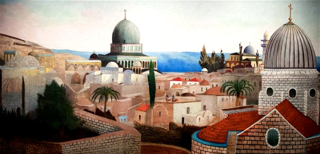 View of the Dead Sea from Temple Square in Jerusalem