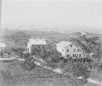 View of President Ballou's home from Ballou Hall, c. 1860