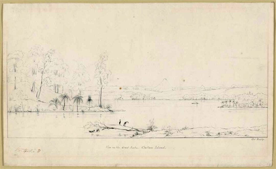 View on the Great Lake, Chatham Island. A-146-002