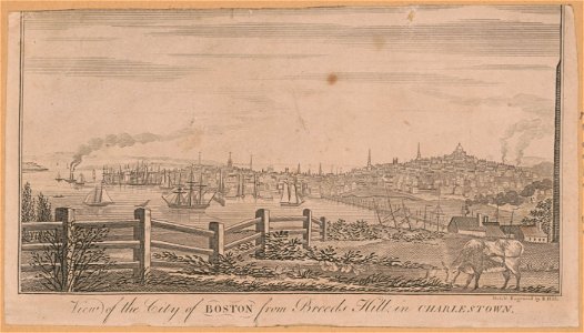 View of the city of Boston from Breeds Hill in Charlestown - del. & engraved by S. Hill. LCCN2004670224