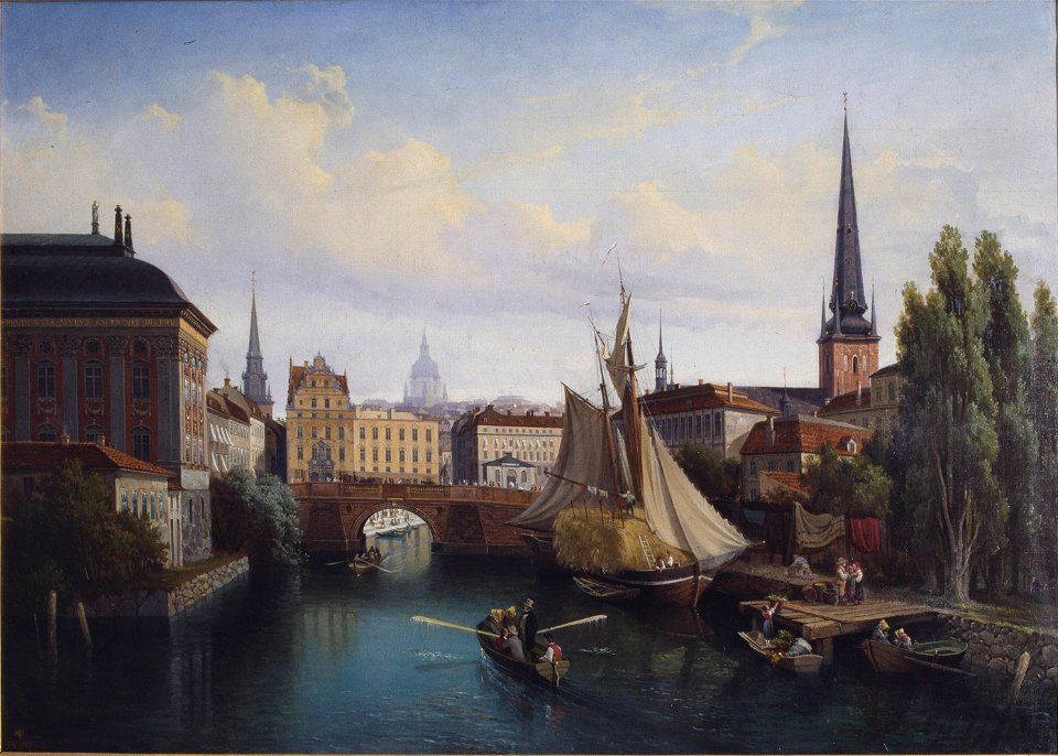 View of the Riddarholmskanalen, Stockholm, 1835 (Gustaf Wilhelm Palm) - Nationalmuseum - 18417