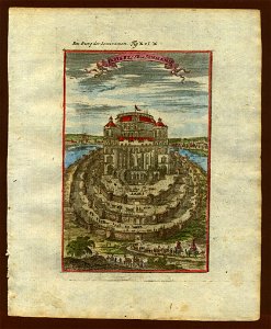 View of the fortress of Semiramis, Description de L'Universe (Alain Manesson Mallet, 1719). Free illustration for personal and commercial use.