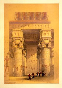 View of the portico of the Temple of Dendera- David Roberts. Free illustration for personal and commercial use.