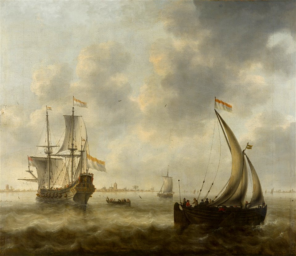 View of Ships on a River by Jacob Bellevois Mauritshuis 535