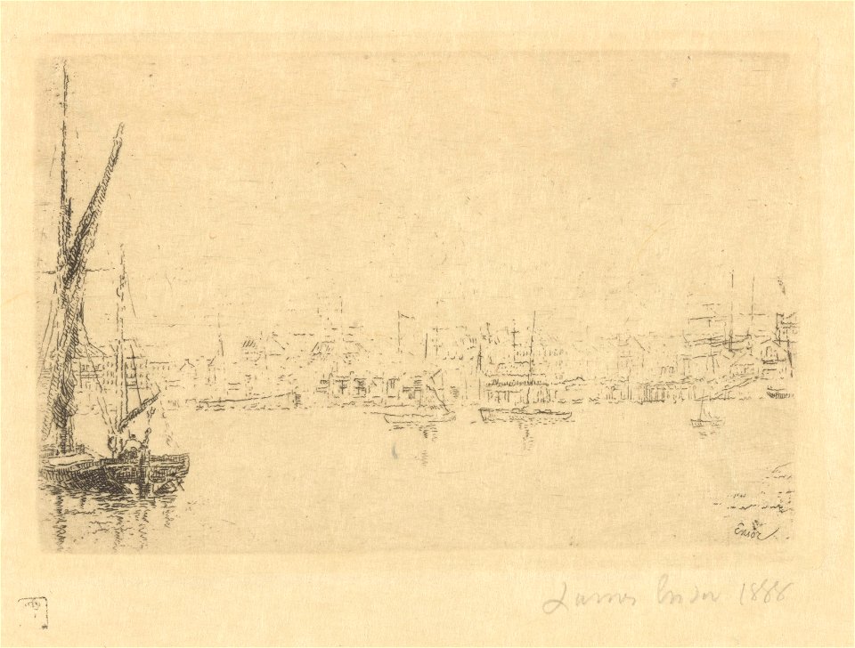 View of the Ostend Harbour, print by James Ensor, 1888, Prints Department, Royal Library of Belgium, S. III 68831