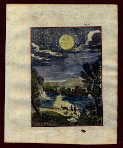 View of the moon and stars, 1719. Free illustration for personal and commercial use.