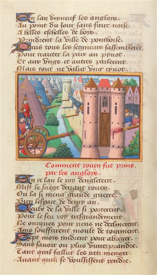 Vigiles de Charles VII, fol. 19v, siège de Rouen (1418-1419)