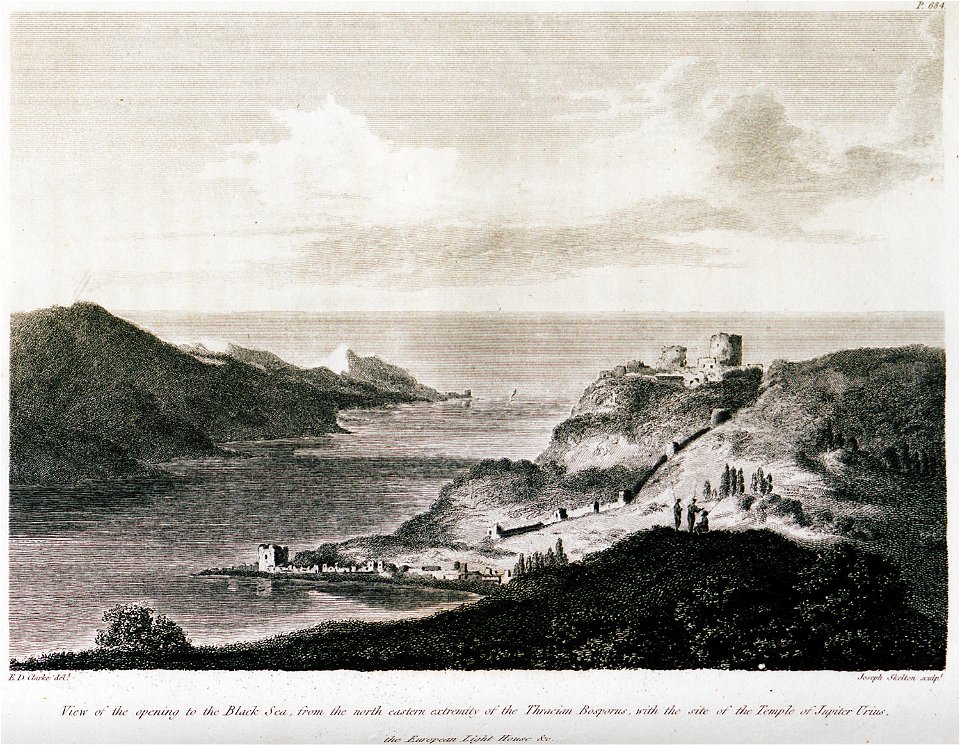 View of the Opening to the Black Sea, from the north eastern extremity of the Thracian Bosporus, with the site of the Te - Clarke Edward Daniel - 1810