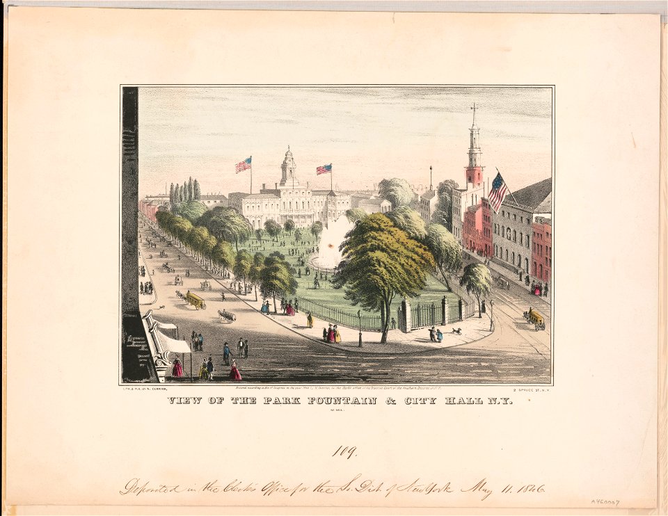 View of the park fountain & city hall N.Y. LCCN2002698135