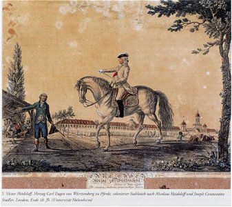 Viktor Heideloff, Herzog Karl Eugen beim Bau von Schloss Hohenheim 1785, 5