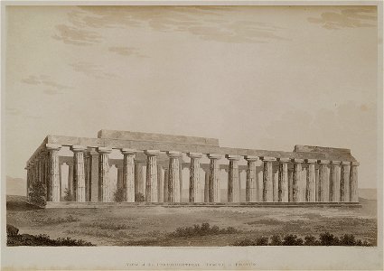 View of the pseudodipteral temple at Paestum - Wilkins William - 1807