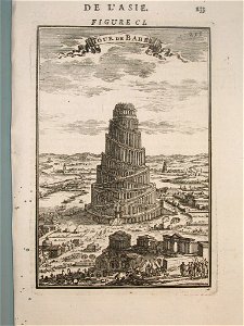 View of the Tower of Babel, Description de L'Universe (Alain Manesson Mallet, 1683). Free illustration for personal and commercial use.