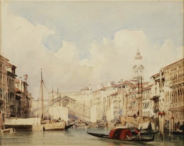 View of the Rialto Bridge, Venice by Richard Parkes Bonington, c. 1826