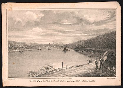 View of the city of Pittsburgh from near Saw Mill Run - painted by W.C. Wall ; on stone by James Queen ; lith. of Wagner & McGuigan, No. 100, Chesnut Street, Philada. LCCN2014648392