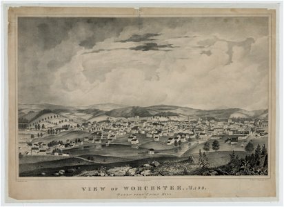 View of Worcester, Mass. taken from Union Hill - P. Anderson del. ; on stone by R. Cooke ; T. Moore's Lithography, Boston. LCCN2012647275