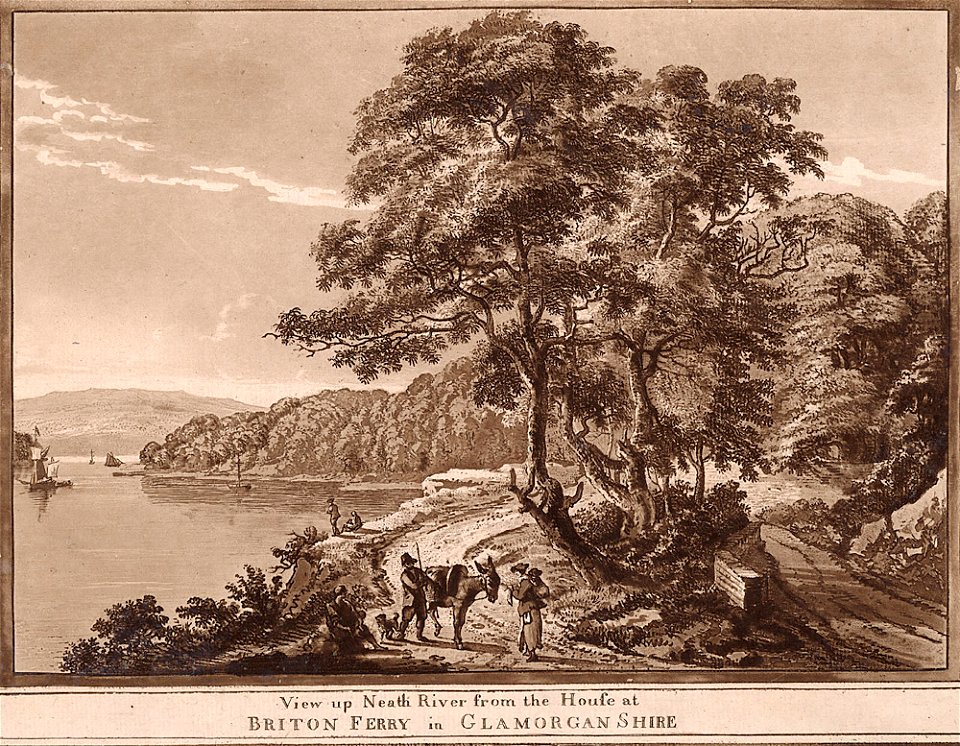 View up Neath river from the house at Briton Ferry in Glamorganshire