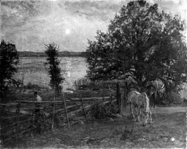 Viggo Johansen - Måneopgang ved Tyresjö i Sverige - 1905