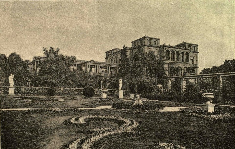 Villa Berg, Ansicht von Westen, um 1860