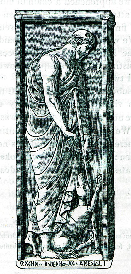View of the funerary stele of Alxenor or Stele of Orchomenos - Dodwell Edward - 1819