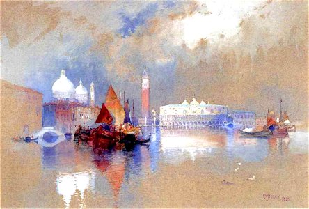 View of Venice 1888 Thomas Moran. Free illustration for personal and commercial use.