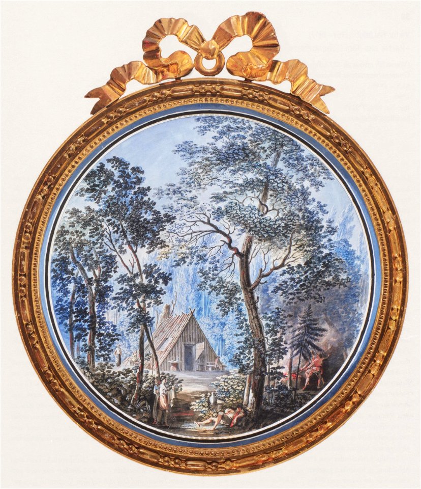 Viktor Heideloff, Die Köhlerhütte, Gouache