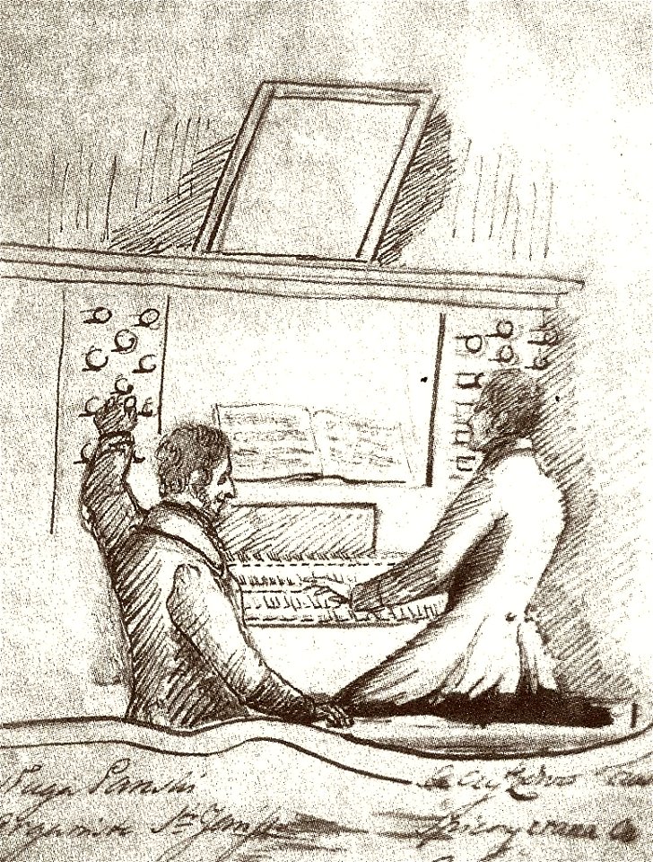 Viktar Kažynski, Stanisłaŭ Maniuška. Віктар Кажынскі, Станіслаў Манюшка (Č. Maniuška, 1842)