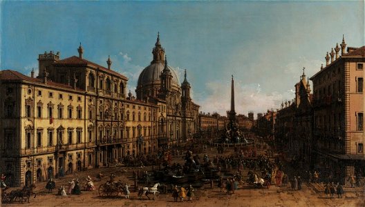 View of the Piazza Navona, Rome (by Giovanni Antonio Canal - Canaletto)