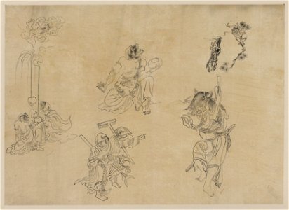 Vignettes of supernatural beings and mythical events possibly related to Japanese theater LCCN2009630322