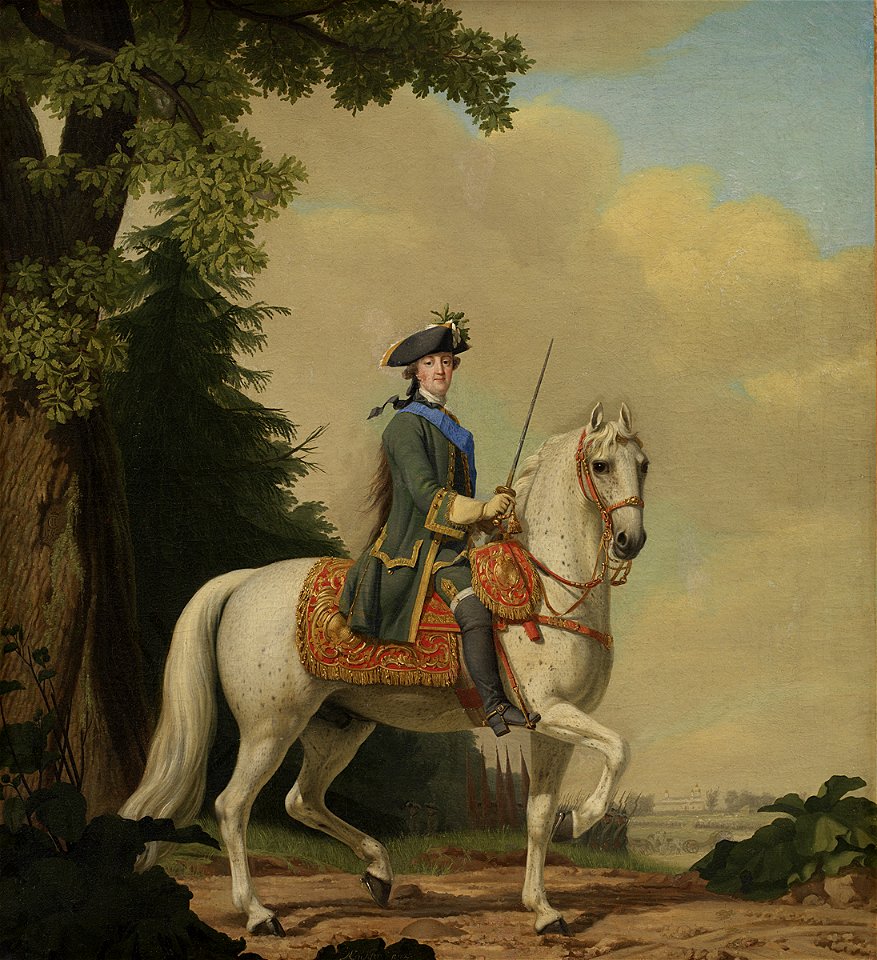Vigilius Eriksen - Catharina II of Russia in Life Guard Uniform on the horse Brillante - KMS3633 - Statens Museum for Kunst