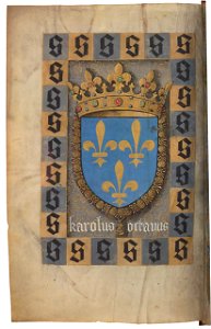 Vigiles de Charles VII, fol. Bv, Armes de France. Free illustration for personal and commercial use.
