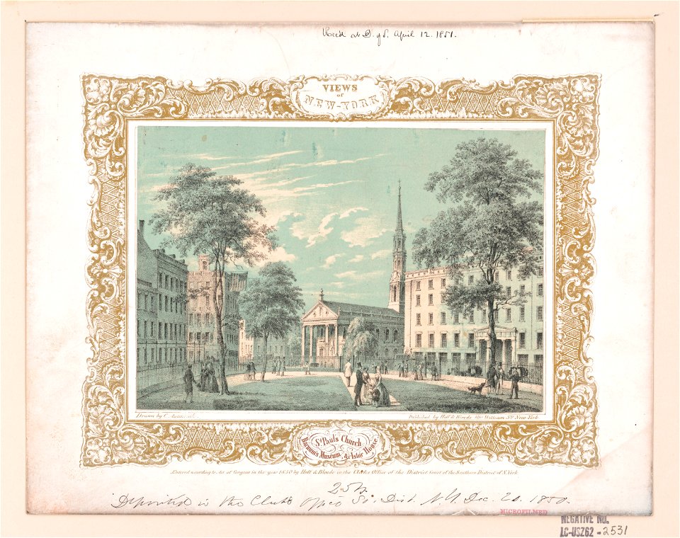 Views of New York-St. Paul's Church, Barnum's Museum & Astor House - drawn by C. Autenrieth. LCCN2013645213