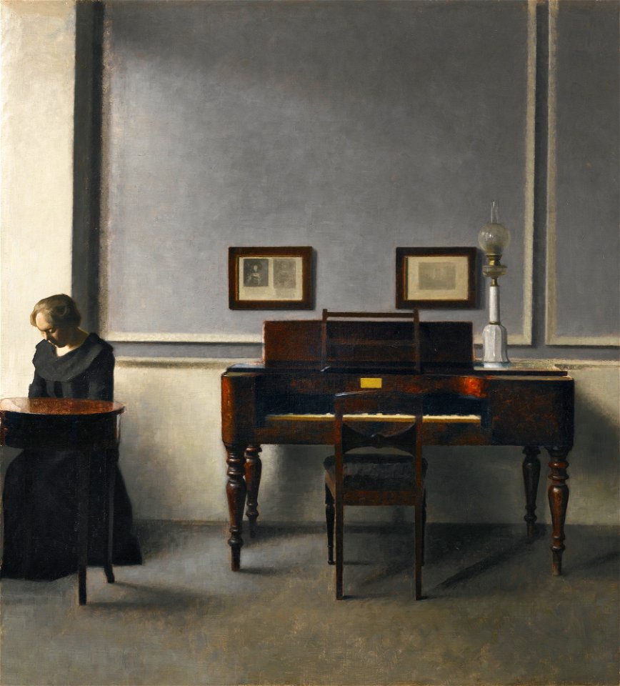 Vilhelm Hammershoi, Ida in an Interior with Piano, 1901