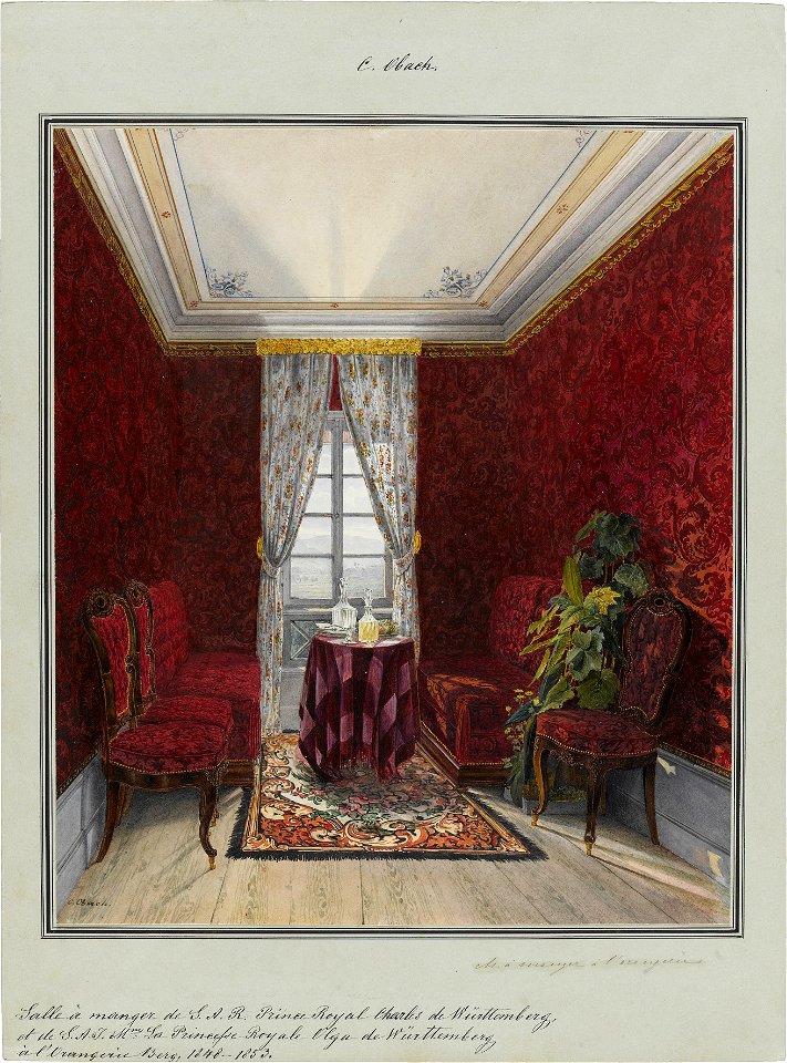 Villa Berg, Orangerie, Speisezimmer, um 1850