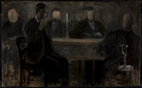 Vilhelm Hammershøi - Five Portraits. Study for painting in Thielska Galleriet, Stockholm - KMS3840 - Statens Museum for Kunst. Free illustration for personal and commercial use.