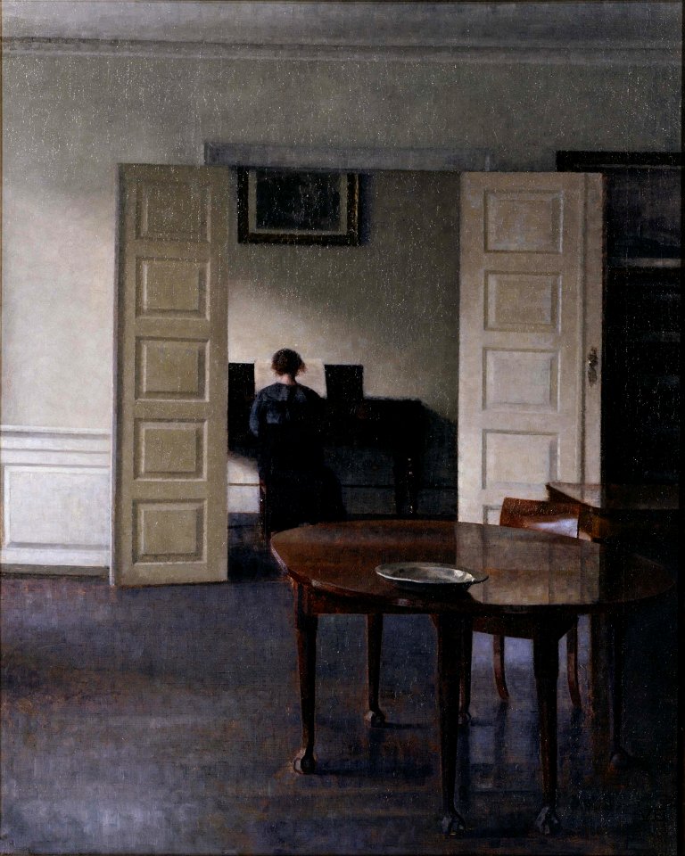 Vilhelm Hammershøi - Interior with Ida Playing the Piano - Google Art Project