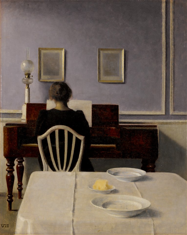 Vilhelm Hammershøi, Stue med kvinde ved klaver, Strandgade 30, 1901