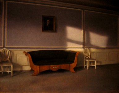 Vilhelm Hammershøi, Sunshine in the Drawing Room III, 1903. Free illustration for personal and commercial use.