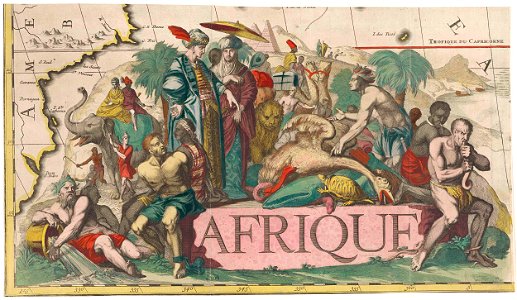 Vignet voor een kaart van Afrika met exotische dieren