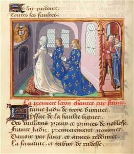 Vigiles de Charles VII, fol. 35v, Allégorie, Dame France priant