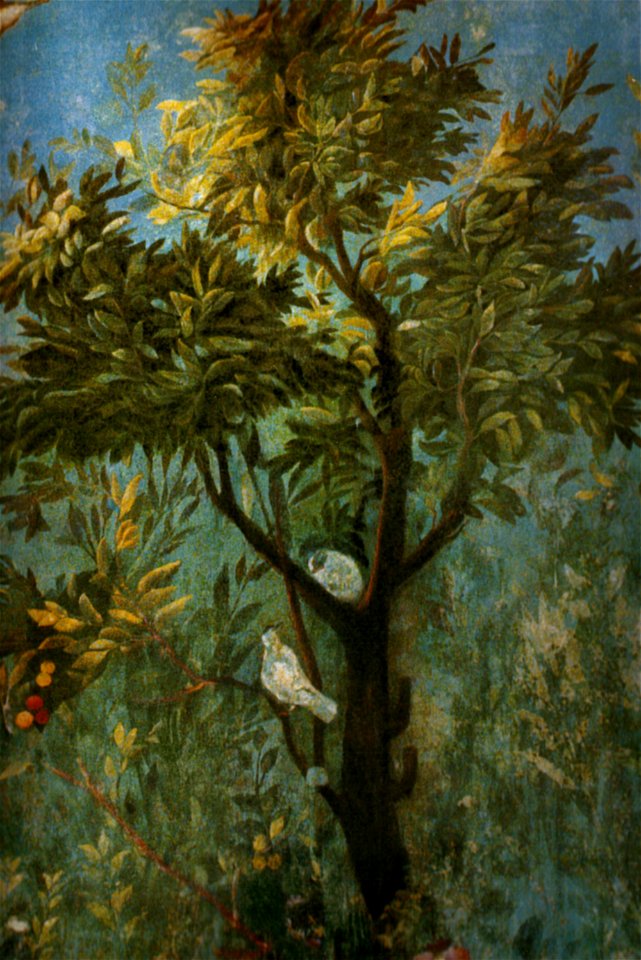 Villa di livia, affreschi di giardino, parete corta meridionale, dettagllio 02