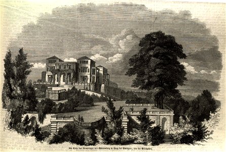 Villa Berg, Ansicht von Süden, 1854