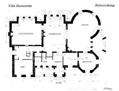 Villa Skärtofta, originalritning, bottenvån (text)