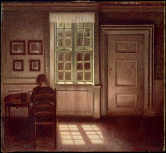 Vilhelm Hammershøi - Woman in an Interior - 1985.930 - Museum of Fine Arts. Free illustration for personal and commercial use.