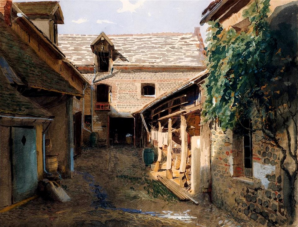 Village Courtyard in France (Kramskoy)