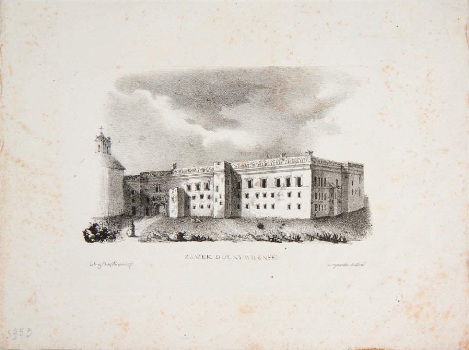 Vilnia, Dolny zamak. Вільня, Дольны замак (J. Aziambłoŭski, 1833-63)